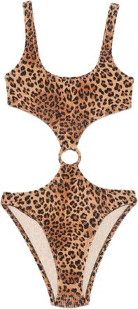 MC2 Saint Barth Leopard Print Cut-Out One-Piece Swimsuit