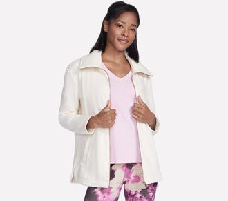 Skechers Trainingsjacke SKECHERS GOSNUGGLE TUNIC FZ JACKET, Damen, Gr. XXL, weiss (wei&szlig;), Obermaterial: 62% Polyester, 35% Baumwolle, 3% Elasthan, Jacken Train