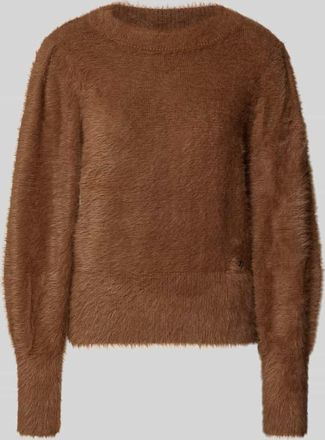 Monari Strickpullover aus Kunstfell in Cognac, Größe 34