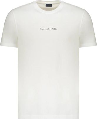Paul & Shark Logo Print Katoenen T-shirt - Heren - T-shirts - Wit - 2XL - Katoen - Tops