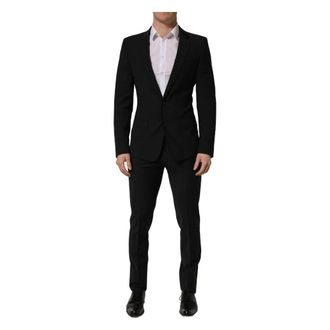 Dolce & Gabbana Single Breasted Suits, male, Black, Size: 2XL Wool Slim Fit Formal 2 Piece Suit