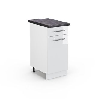 Vicco Mueble Bajo De Cocina Fame-line, Blanco Alto Brillo, 40 Cm, Et Antracita Vicco