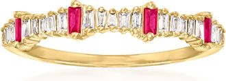 Ross-Simons Diamond and. Ruby Stackable Ring in 14kt Yellow Gold