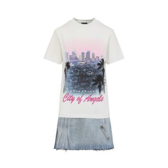 Balenciaga White Layered Mini Graphic T-Shirt Dress