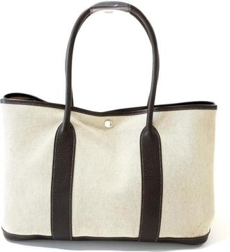 Herm&egrave;s Cocaon Natural Toile H Buffalo Leather Tote Bag (Pre-Owned)