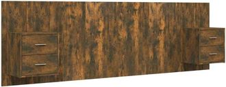 vidaXL Cabecero De Cama Y Mesitas Madera Contrachapada Roble Ahumado Vidaxl