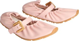 Balmain Anthem smooth leather ballet flats in Pink at Nordstrom, Size 37