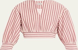 SIMKHAI Noralie Striped Seersucker Crop Top