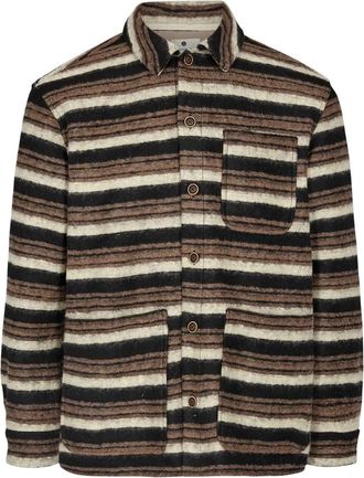 Anerkjendt Gestreepte Wol Overshirt Jas Vest - Heren - Zomerjassen - Bruin - S - Wol - Jassen