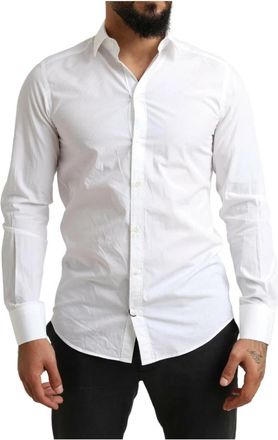 Dolce & Gabbana Elegante witte katoenen overhemd Martini - Heren - Zakelijke Overhemden - Wit - M - Katoen - Overhemden