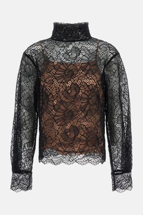 Rotate Blusa A Collo Alto In Pizzo