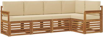 vidaXL Conjunto De Sof&aacute;s De Exterior 5 Uds. Natural Y Beige Poli&eacute;ster Vidaxl