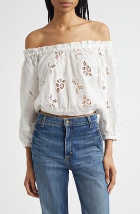 Ramy Brook Rosalia Eyelet Off the Shoulder Top in White Flower at Nordstrom Rack, Size Xx-Large