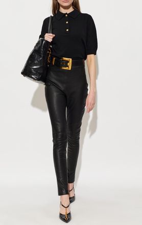 Balmain High-waisted Leather Trousers, Womens, Black
