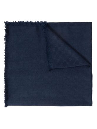 Max Mara monogram-jacquard scarf - women - Wool - One Size - Blue