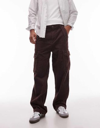 Wrangler Casey Jones - Pantaloni cargo ampi in velluto a coste marroni-Marrone