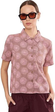 Royal Robbins Camino Pucker Short Sleeve Womens Clothing Mahogany Ray Print : XS, Modal/Polyester/Tencel