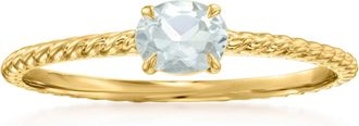 RS Pure by Ross-Simons Aquamarine Roped Ring in 14kt Yellow Gold