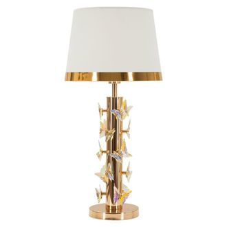 Mauro Ferretti L&aacute;mpara de mesa de metal con mariposas de resina, &oslash; 35x74 cm