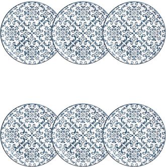 10 Strawberry Street Set Of 6 Mediterranean Blue Salad Plates