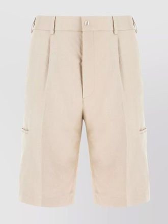 ハーフ・ショートパンツ Fendi Melange Cream Cotton Bermuda Shorts 迷彩柄 ハーフパンツ ショートパンツ (ハーフ・ショートパンツ