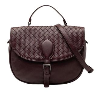 Bottega Veneta Pre-owned Cross Body Bags, female, Brown, Size: ONE SIZE Pre-owned Woven Flap Satchel