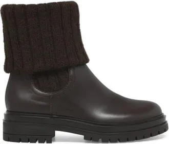 Gianvito Rossi Tenney Bootie in Brown Fabric And Nappa at Nordstrom, Size 37.5
