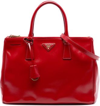 Prada Pre-owned Prada Medium Saffiano Vernice Galleria Double Zip Satchel Ladies 8C1ONHDDJ70ZPM45