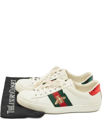 Gucci snakeskin-embossed lace-up sneakers - Bianco