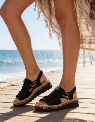 Rieker Womens Rieker V7972 Womens Slingback Sandals Black - Womens Black Leopard - Size: 3.5