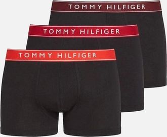 Tommy Hilfiger Mens Tommy Hilfiger 3-Pack Everyday Essentials Boxer Trunks, Hot Heat/Medium Red/Deep Rouge - Black - Size: 32/30/31