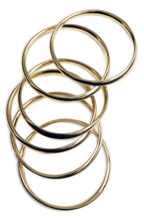 Mango Set of Six Bangle Bracelets in Gold at Nordstrom