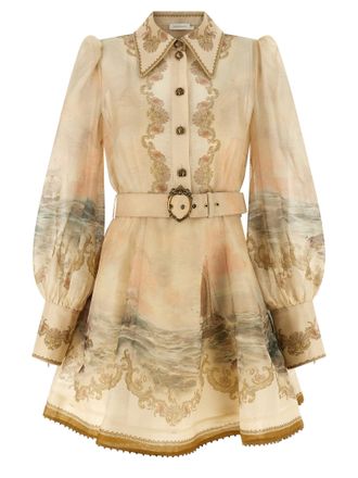 Zimmermann Beige Linen Short Womens Dress