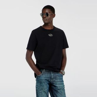 Diesel T-shirt with metallic Oval D - T-Shirts - Man - Black