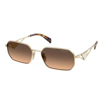 Prada Sunglasses, female, Yellow, Size: 58 MM Geometric Sunglasses with Triangular Logo