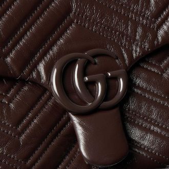 Gucci Womens Marmont Shoulder Bag Brown Calfskin