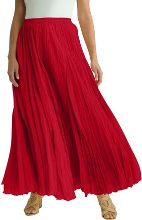 Jessica London Flowing Crinkled Maxi Skirt in Classic Red at Nordstrom, Size 36