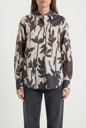 Brunello Cucinelli Beige Floral Oversized Shirt, Size XXS