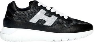Hogan Black Pearl Leather And Technical Fabric H371 Sneaker