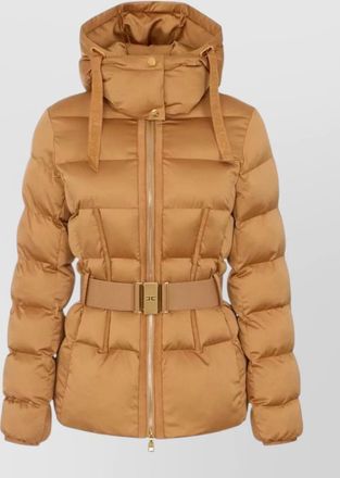 Elisabetta Franchi down hooded belted puffer jacket