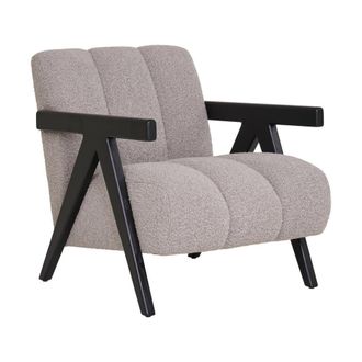 House Nordic Sill&oacute;n gris de tela y madera negra