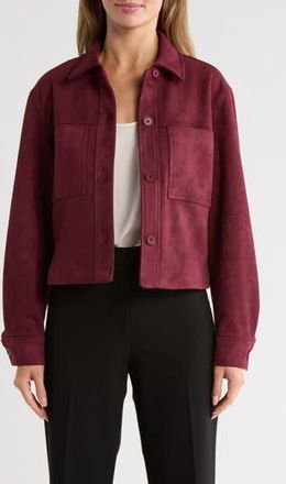 T Tahari Crop Faux Suede Jacket in Windsor Wine at Nordstrom Rack, Size X-Large
