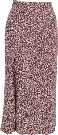 Reformation Floral Printed Midi Skirt in Maroon Viscose