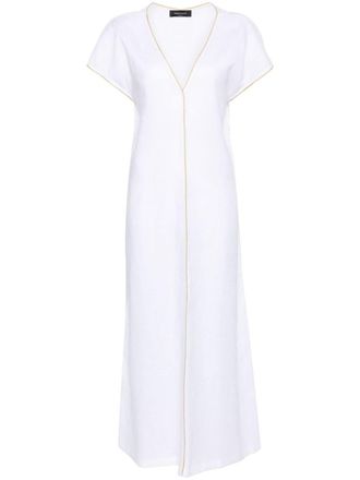 Fabiana Filippi Monili-chain linen maxi dress - White