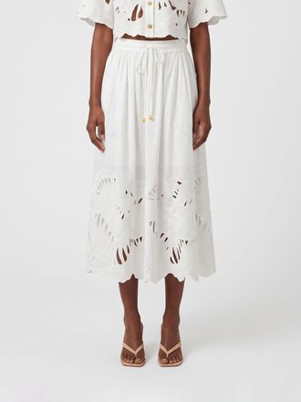 Zimmermann Mahon A-Line Cotton Midi Skirt with a High Elasticated Waist