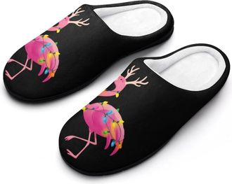 Generic Christmas-flamingo Womens Slippers Winter Warm House Shoes Indoor Outdoor Hotel Slipper