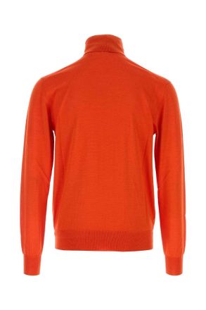 Saint Laurent Mens Orange Cashmere Blend Sweater Exterior: Wool Silk Maglie