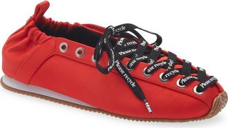Ganni Sporty Lace-Up Ballerina Flat in Goji Berry at Nordstrom, Size 10Us
