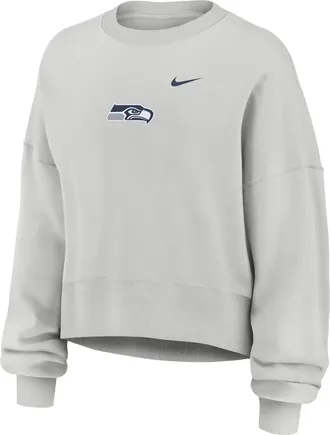 Nike Seattle Seahawks Primetime Phoenix Nike Womens NFL Oversized Pullover Crew in Grey | 01D70BB78-CSV