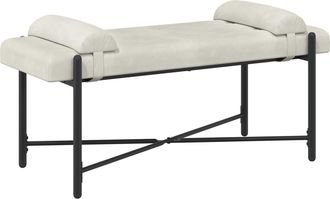 vidaXL Banco Con Botones Y Cojines Crema 110 X 40 X 46 Cm Terciopelo Vidaxl
